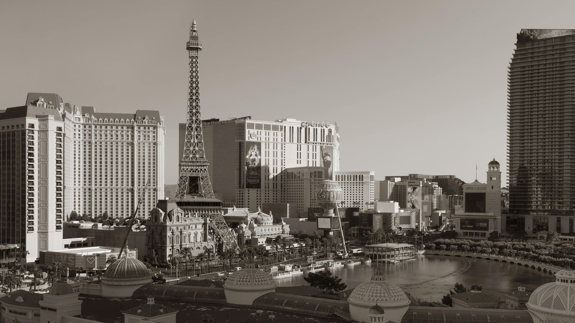 A black and white photo of north las vegas skyline