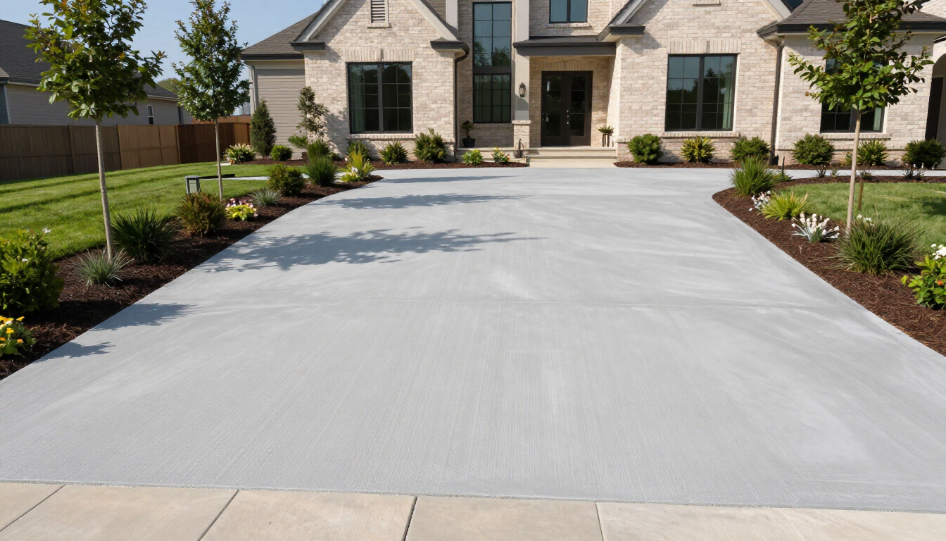 Comparison of professional concrete driveway and rustic gravel driveway for residential property.