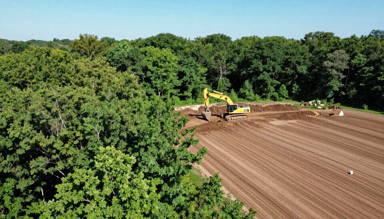 Professional land clearing in Carroll County TN featuring heavy equipment clearing brush and trees.