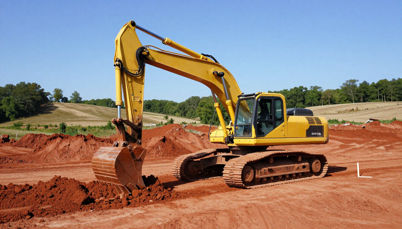 Professional excavation contractor in Tennessee clearing land with heavy machinery.