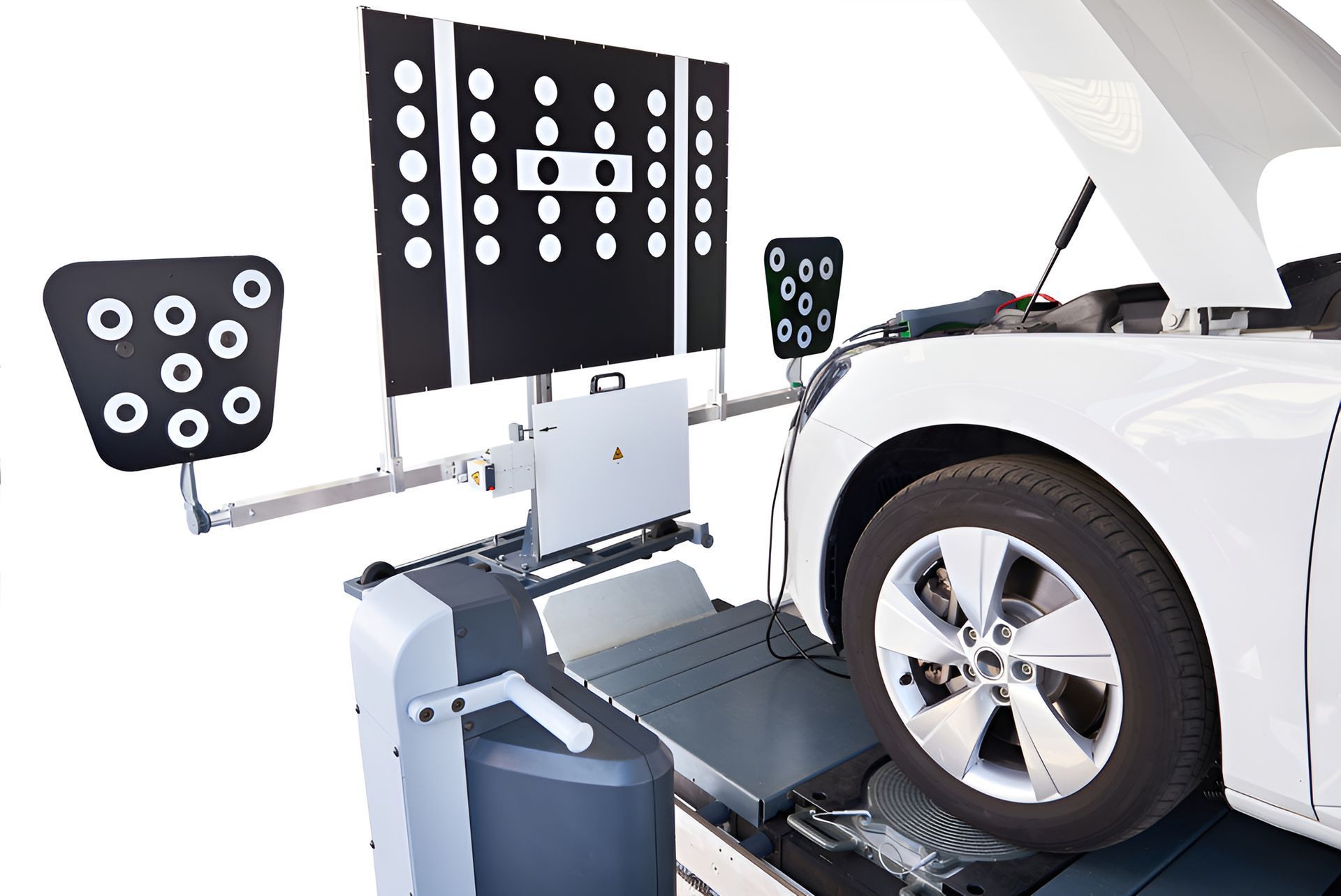 A White Car Is Being Checked By A Machine With The Hood Open — Windscreen Ambulance In Kawana, QLD
