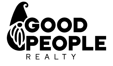 Logo for Good People Realty with a gnome graphic and text.