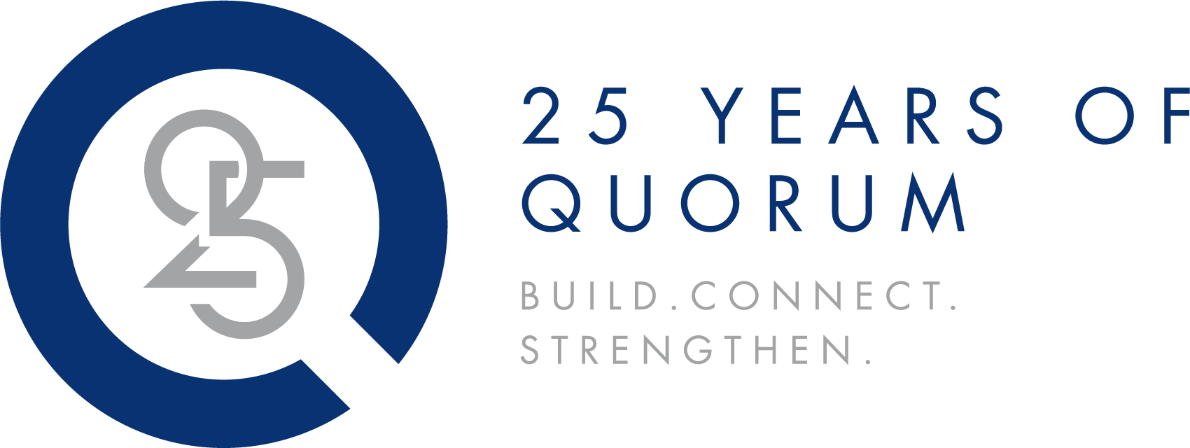 Logo for Quorum: blue circle with a gray