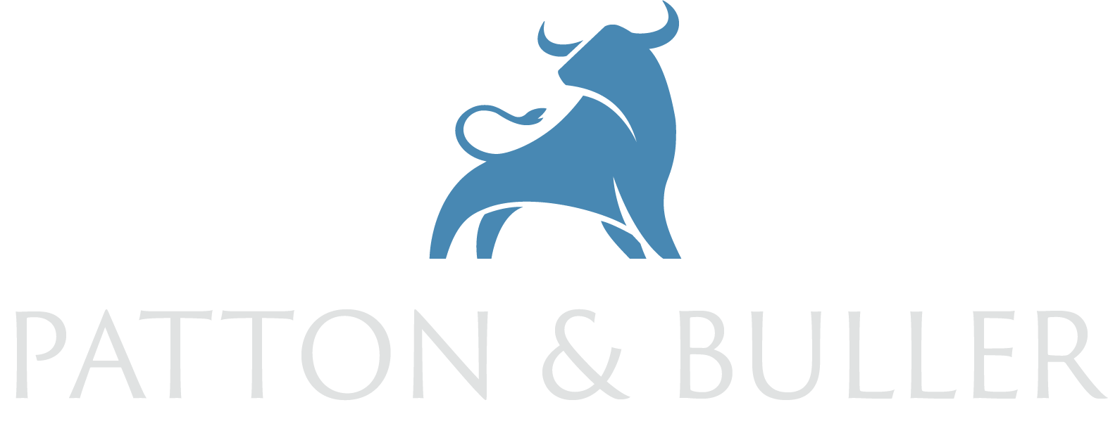 The logo for patton & buller shows a bull with horns and a tail.