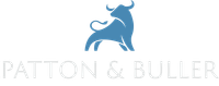 The logo for patton & buller shows a bull with horns and a tail.