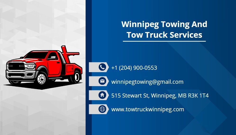 business card with contact info for Winnipeg Towing And Tow Truck Services 2024