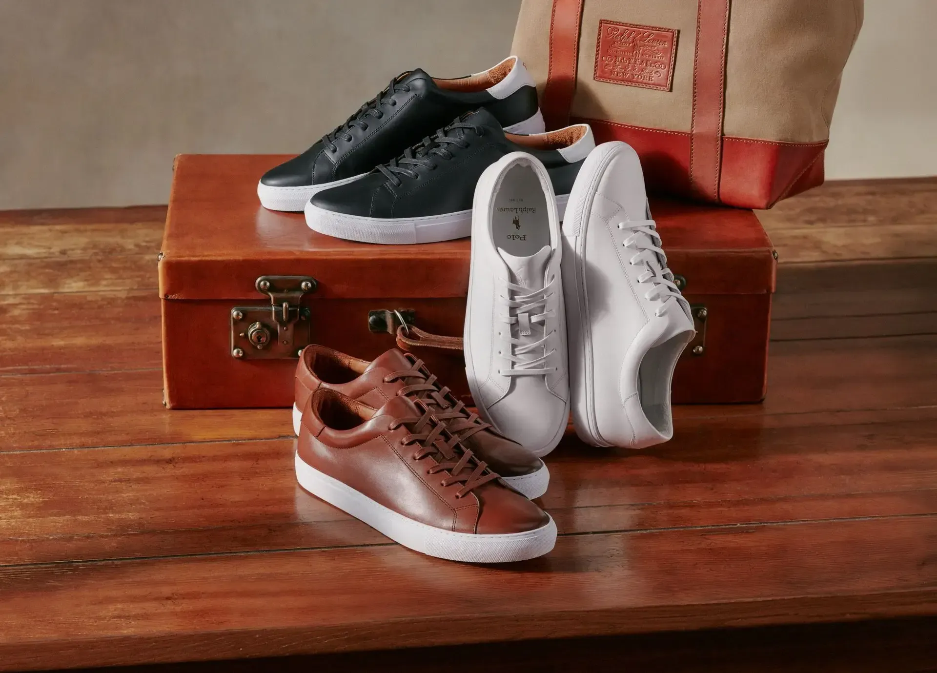 Ralph Lauren sko og sneakers i brun hvis og sort