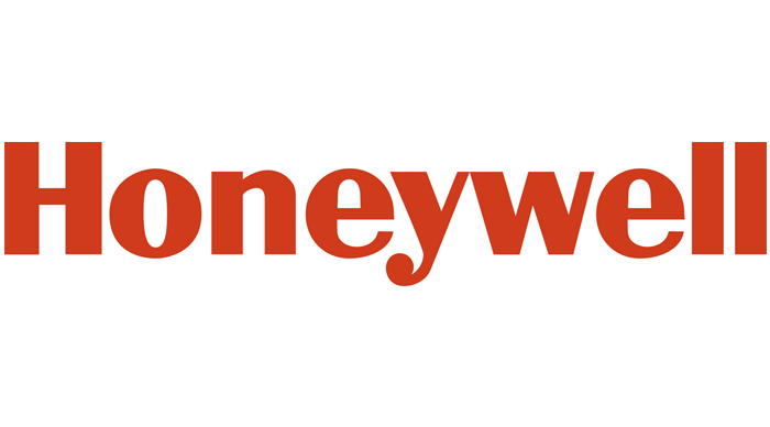 Logo Honeywell en rouge sur fond blanc.