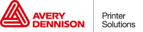 Logo Avery Dennison avec un emblème triangulaire rouge et les mots « Solutions d'impression ».