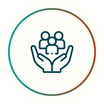 two hands holding a group of people