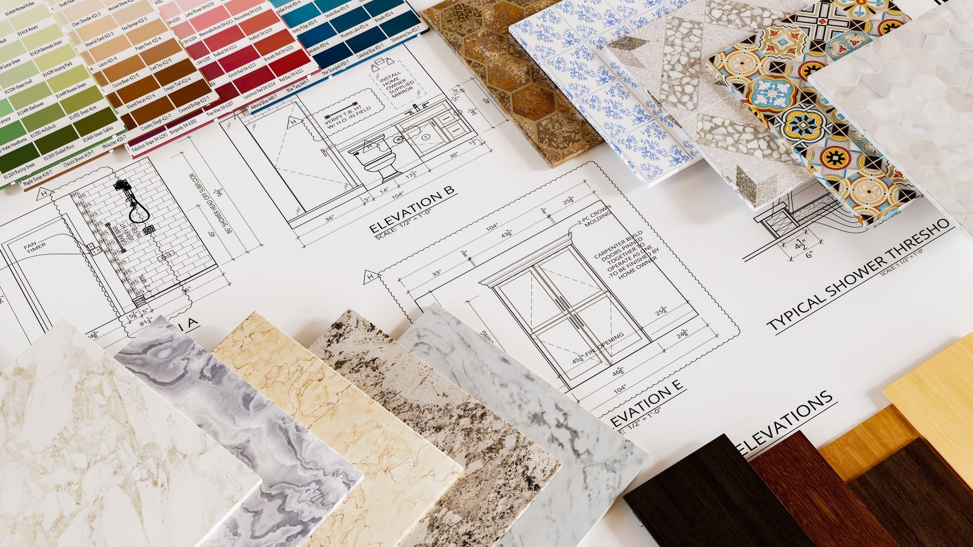 A drawing of a house surrounded by different types of materials