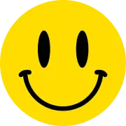 A yellow smiley face with black eyes and a smile