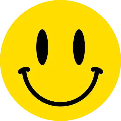A yellow smiley face with black eyes and a smile