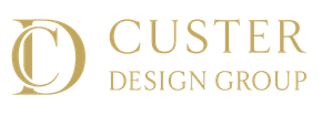 Gold logo for Custer Design Group: initials 