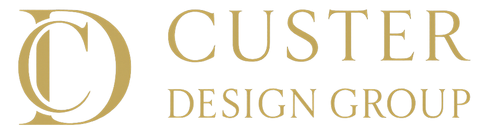Logo for Custer Design Group; gold intertwined letters 