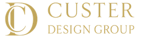Logo for Custer Design Group; gold intertwined letters 