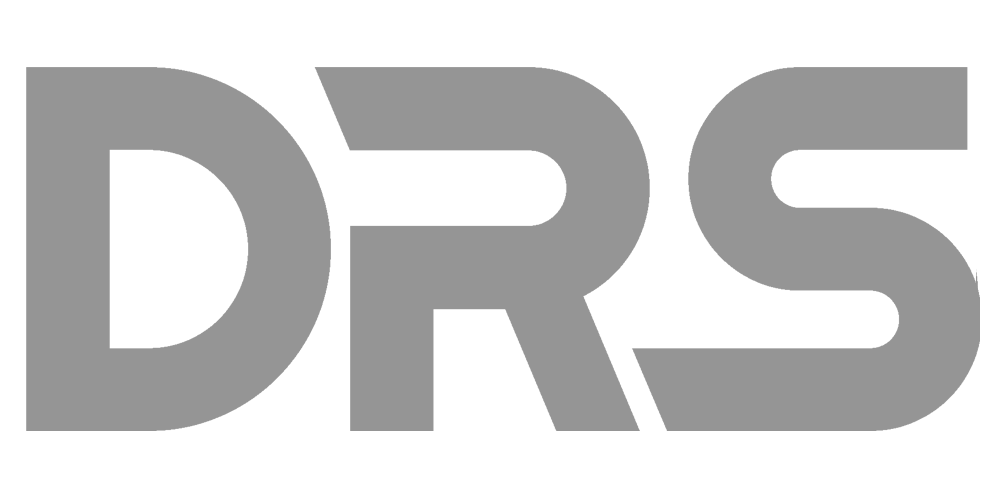 DRS in gray stylized font.