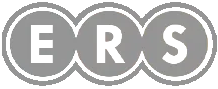 ERS logo in white letters inside three overlapping gray circles.