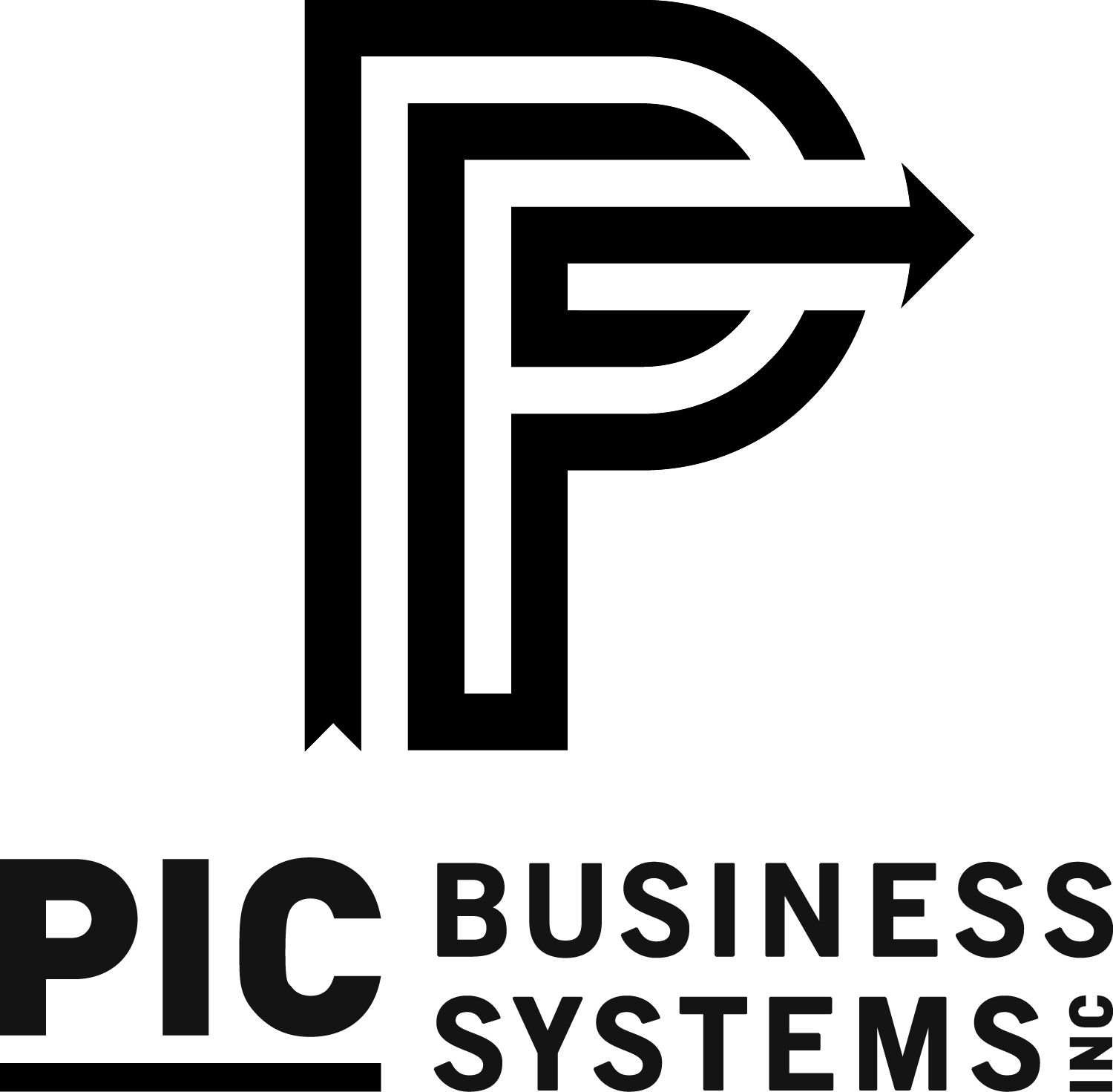 Black and white logo of PIC Business Systems Inc. with a stylized 