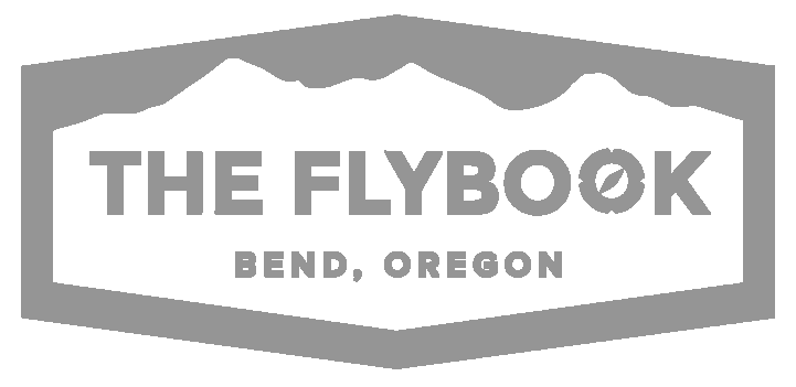 The Flybook logo: Grey mountain range, text, and a hexagon outline. 