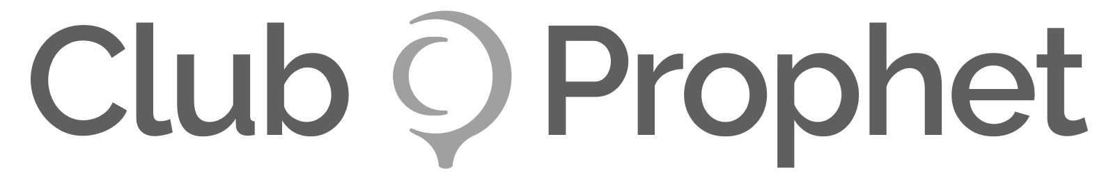 Club Prophet logo. Grey text and icon depicting a speech bubble with an ear.