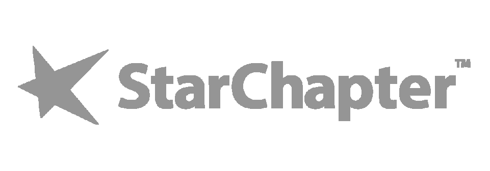 Gray logo of StarChapter with a star icon.