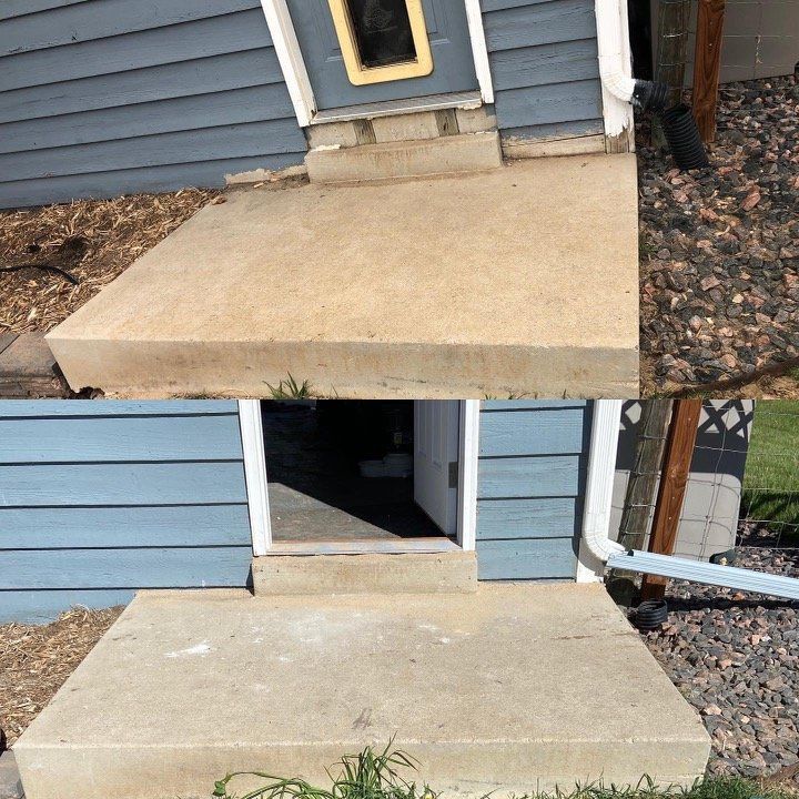 Back patio concrete before and after