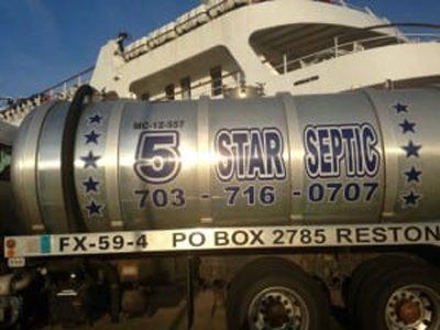 Sewage Cleaning — Five Star Septic With Logo Close Up in Sterling, VA
