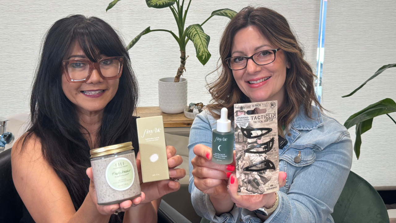 Monina and Velia holding up the products they reviewed