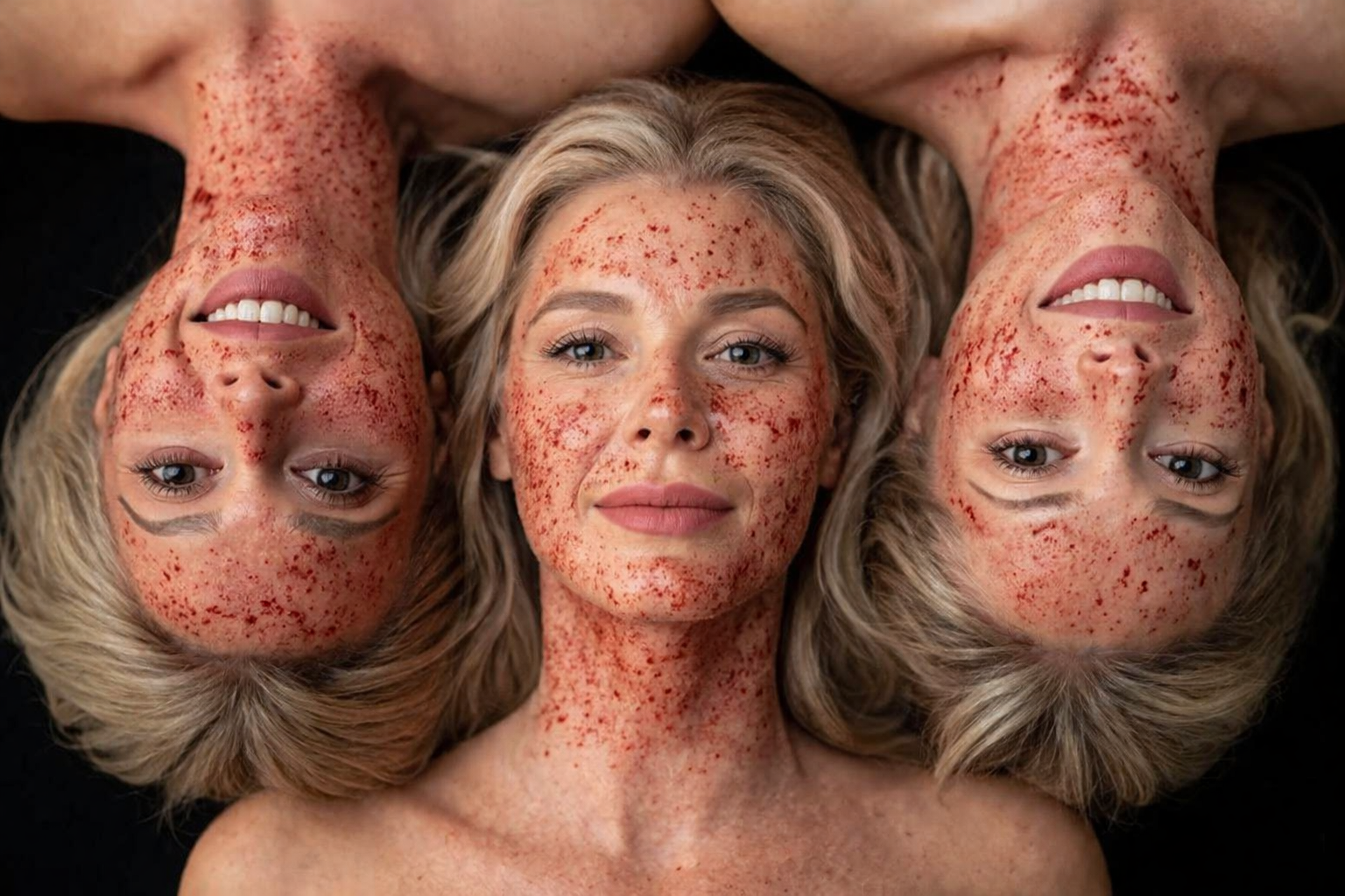 three women with vampire facials