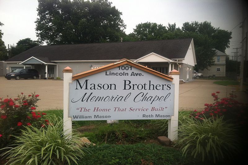 R. Mason Brothers Memorial Chapel LLC. Exterior view in Evansville, IN.