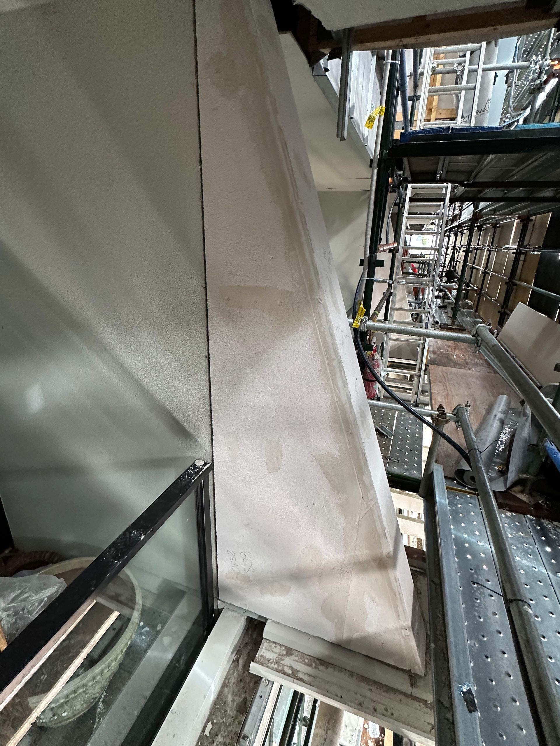 A staircase is being built in a building.