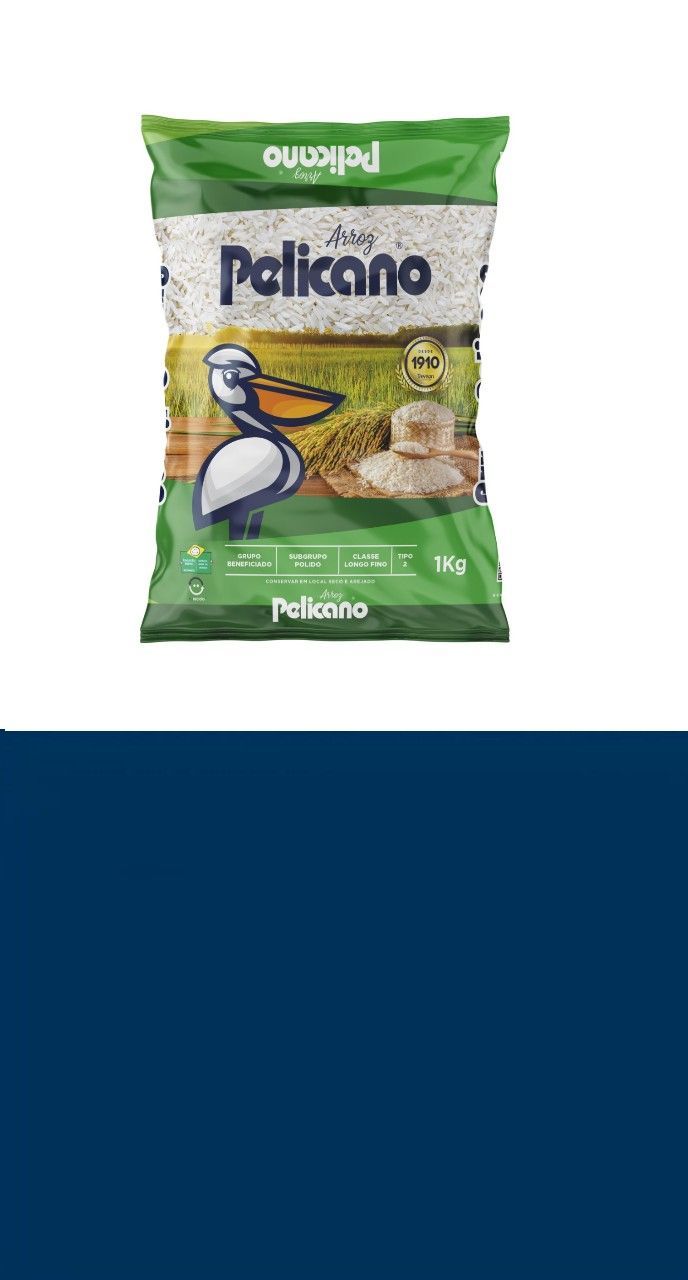 Uma bolsa azul e branca com a palavra pelicano nela