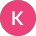 The letter k is in a pink circle on a white background.