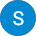 The letter s is in a blue circle on a white background.