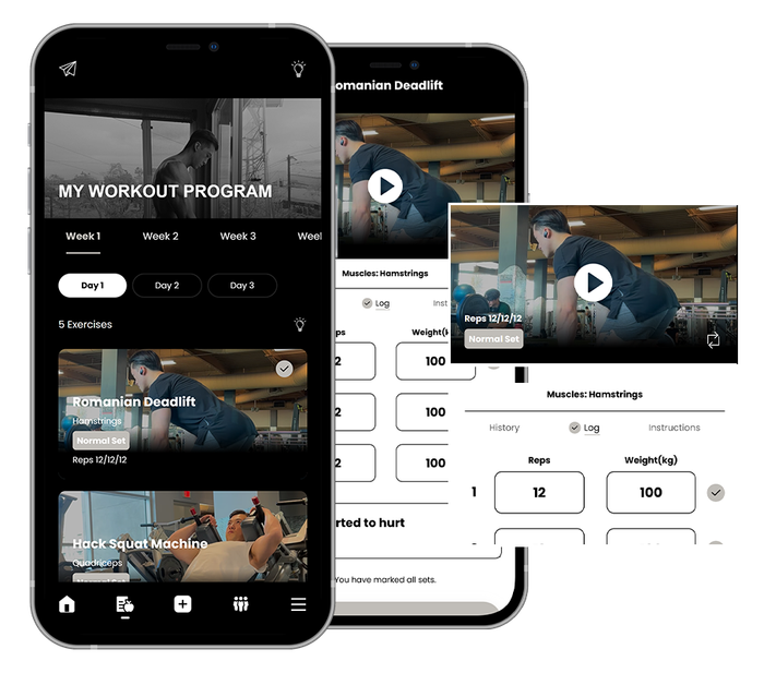 nickaesthetics cell phone with a workout program on it.