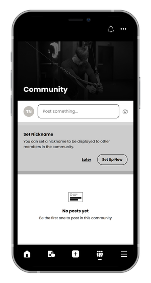 A cell phone with the word community on the screen