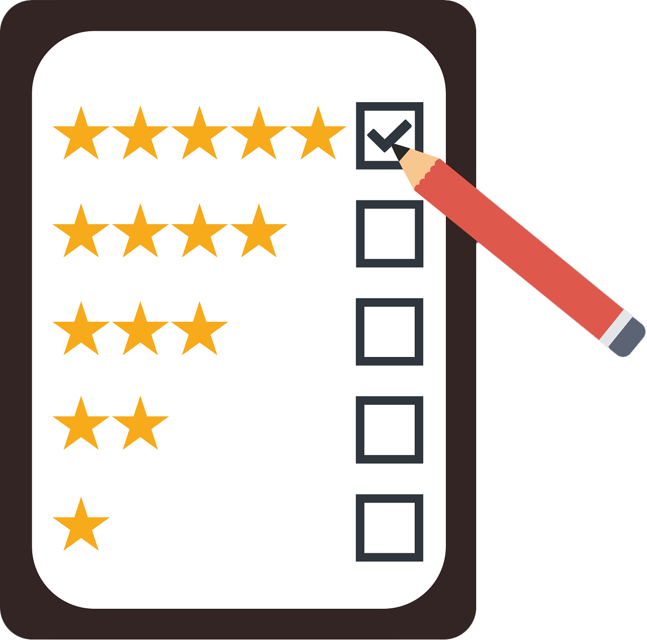 A checklist with a pencil and a check mark on it.