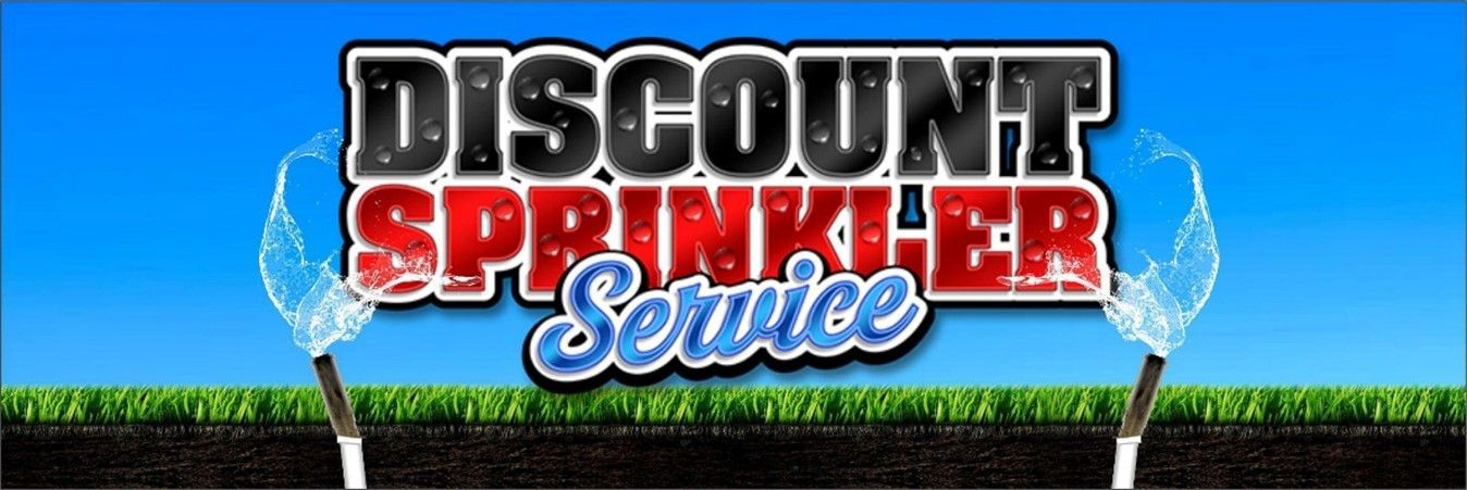 A sign that says discount sprinkler service on it