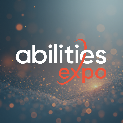 Logo for Abilities Expo. White text 