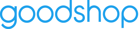 The word goodshop is written in blue on a white background.