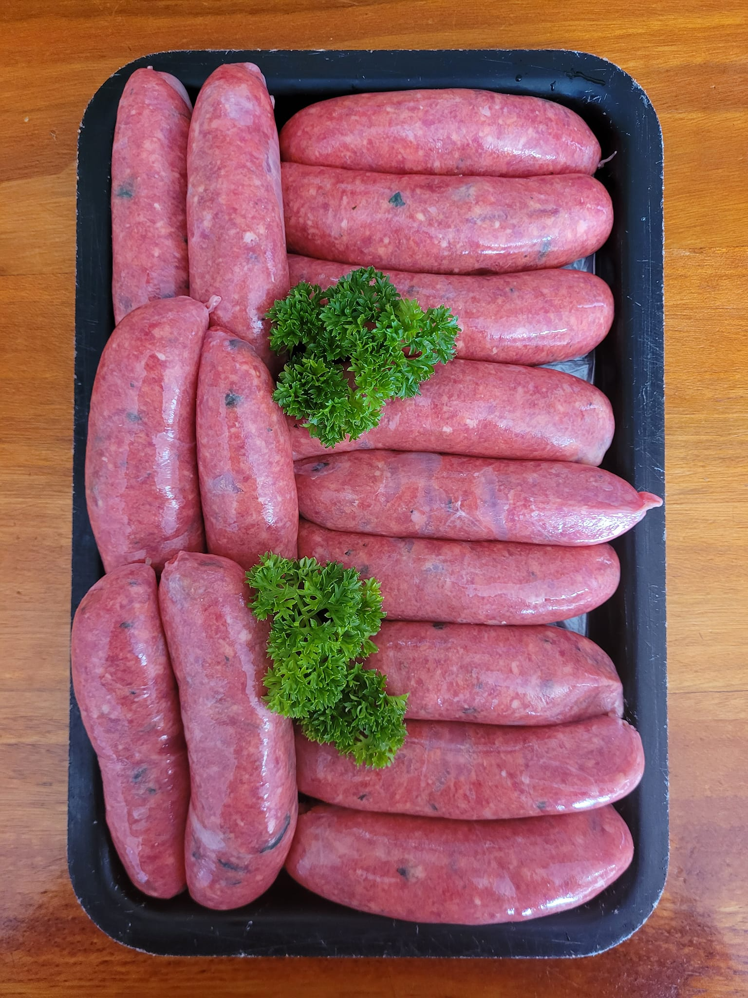 Tray of Raw, Pink Sausages — Drovers Meats in Coffs Harbour, NSW
