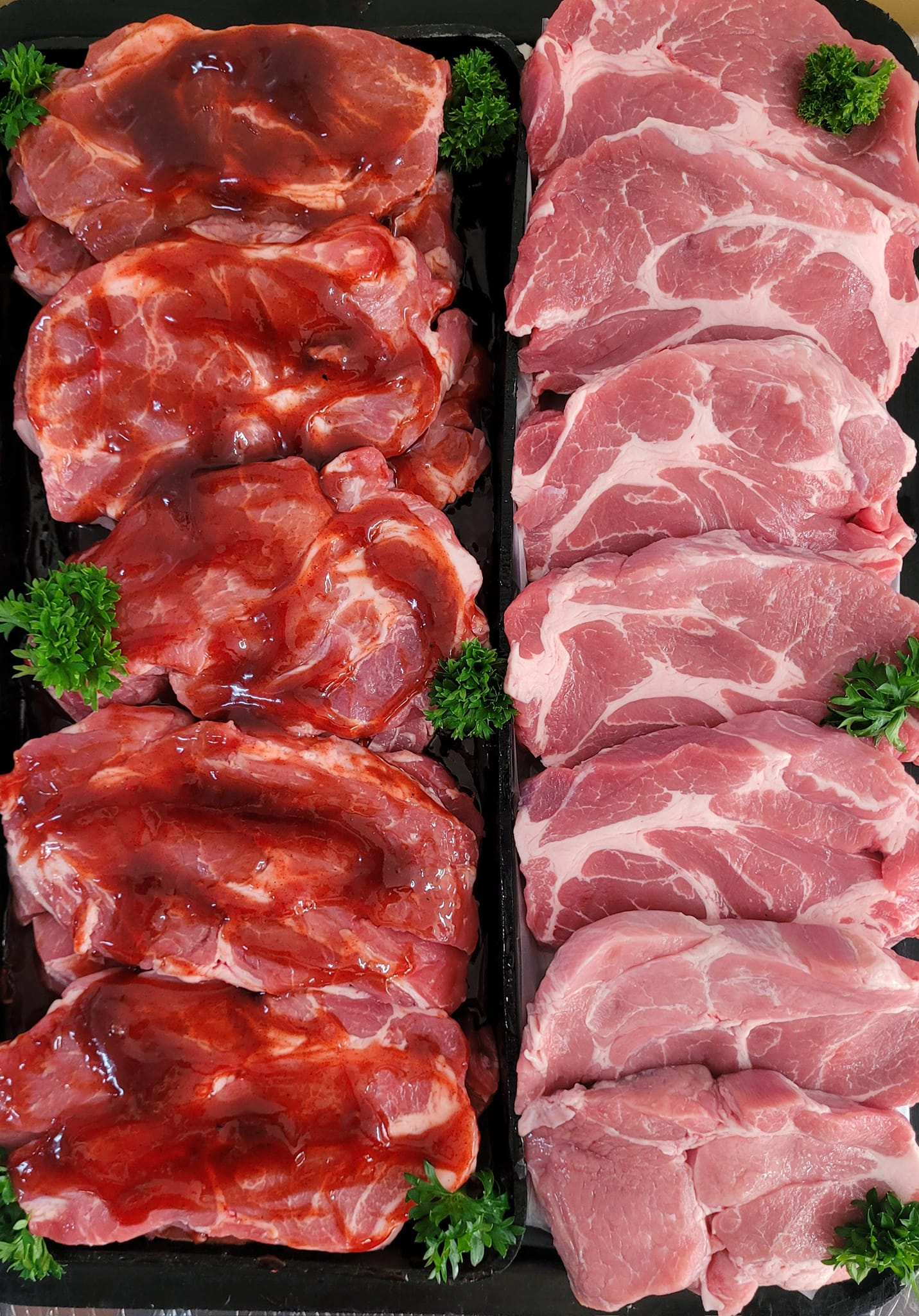 Two Trays of Pork, One Marinated, One Plain — Drovers Meats in Coffs Harbour, NSW