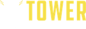 The logo for Tower Fitness with lightning bolts