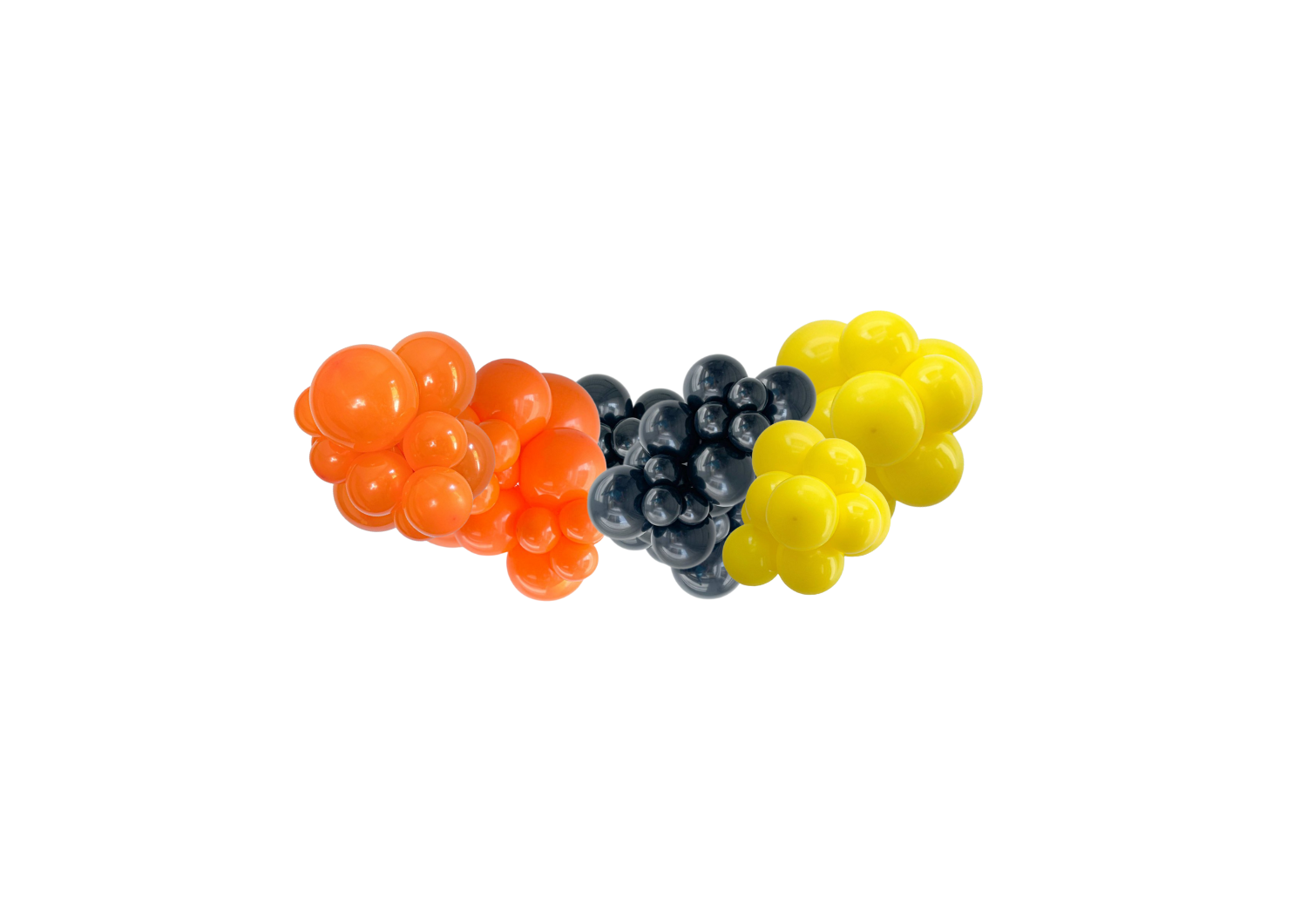 A bunch of different colored balloons on a white background.