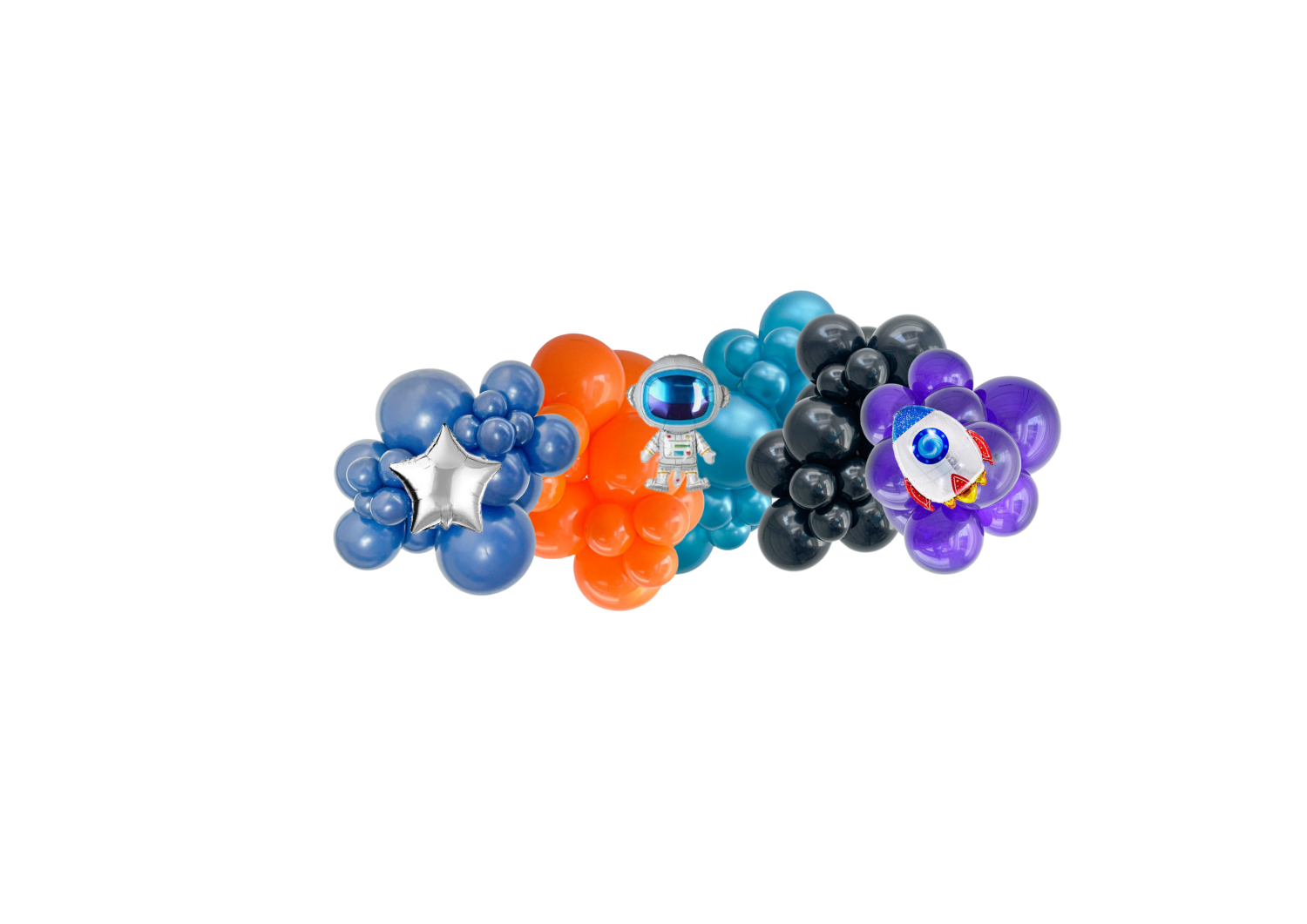 A bunch of colorful balloons on a white background.
