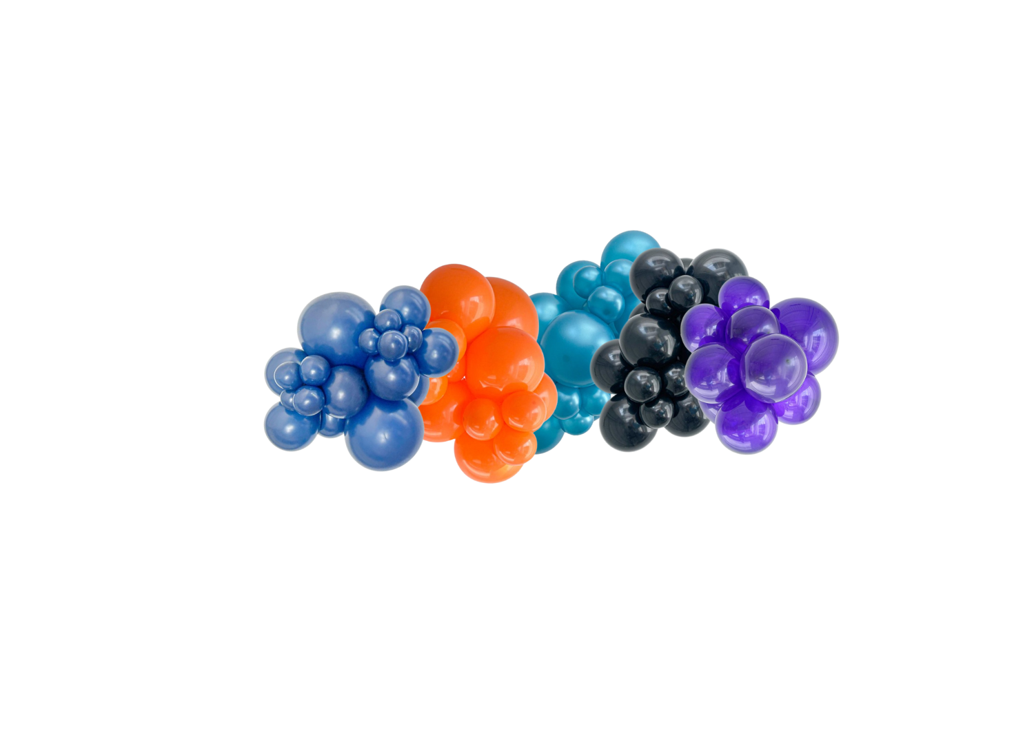 A bunch of different colored balls on a white background.