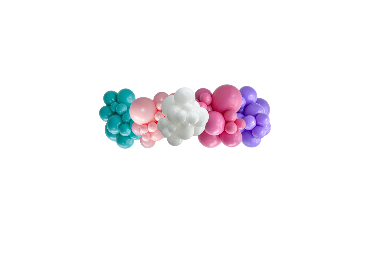 A bunch of colorful balloons on a white background.