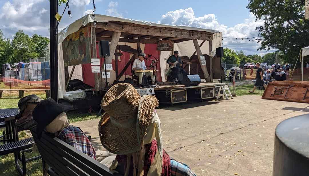 Mini train that people can ride in.
