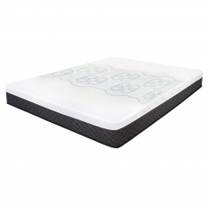 A white mattress with a black border on a white background.